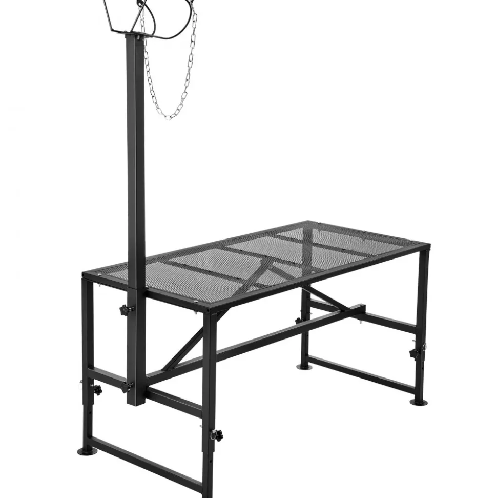 VEVOR Goat & Sheep Stand, 47x23 inch Livestock Stand, Metal Livestock Milking and Shearing Stand 21" to 33" Adjustable Height, with Headpiece and Nose Loop, 500lbs Loading Weight, Black