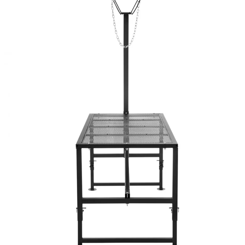 VEVOR Goat & Sheep Stand, 47x23 inch Livestock Stand, Metal Livestock Milking and Shearing Stand 21" to 33" Adjustable Height, with Headpiece and Nose Loop, 500lbs Loading Weight, Black