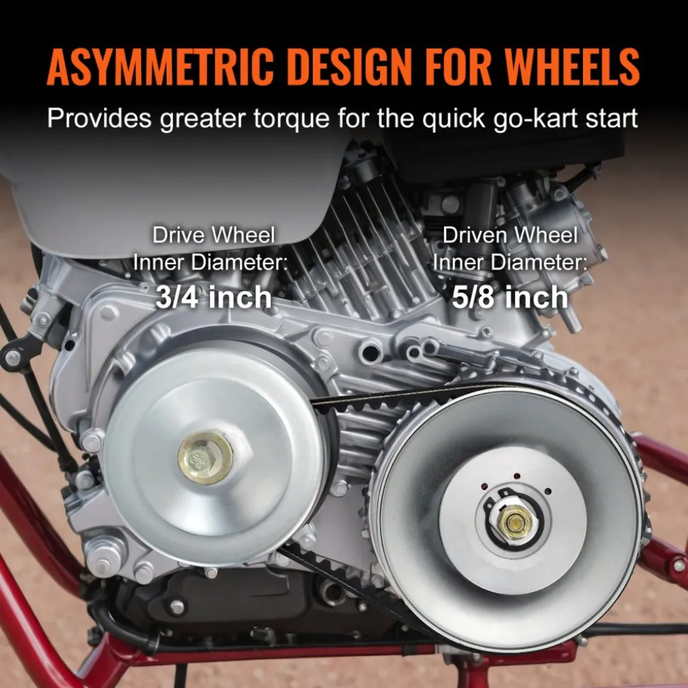 VEVOR Go-Kart Torque Converter, 3/4" Go-Kart Clutch Kit, 30 Series Asymmetrical Driver Pulley Replacement with Drive Belt, for 2-8 HP Small Engines, Replace Comet 219552, Manco 5957, Yerf Dog Q43201W