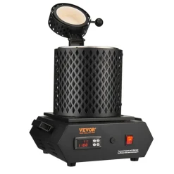 VEVOR Gold Melting Furnace, 1350W, 2102 ℉ Max Temperature, Digital Electric Melting Furnace with 1 kg and 3 kg Ceramic Crucibles, Crucible Tongs, and Gloves, for Gold, Silver, Aluminum, Copper