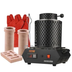 VEVOR Gold Melting Furnace, 1350W, 2102 ℉ Max Temperature, Digital Electric Melting Furnace with 1 kg and 3 kg Ceramic Crucibles, Crucible Tongs, and Gloves, for Gold, Silver, Aluminum, Copper