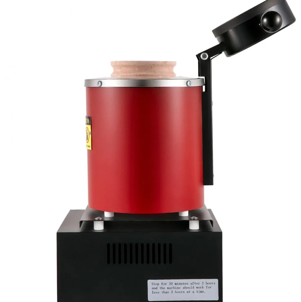 VEVOR Gold Melting Furnace, 1350W, 2102 ℉ Max Temperature, 3 kg Digital Electric Melting Furnace, with 1 kg and 3 kg Ceramic Crucible and Ingot Die for Processing of Gold, Silver, Aluminum, Copper