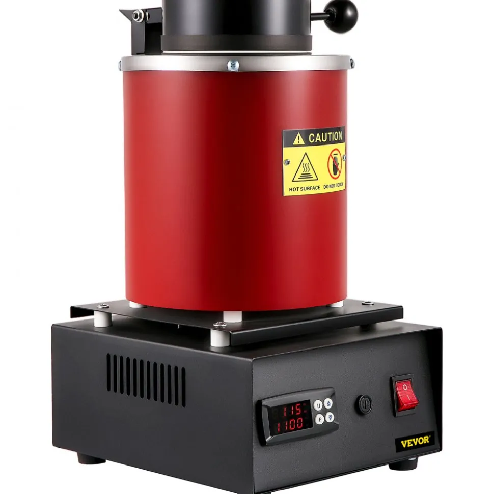 VEVOR Gold Melting Furnace, 1350W, 2102 ℉ Max Temperature, 3 kg Digital Electric Melting Furnace, with 1 kg and 3 kg Ceramic Crucible and Ingot Die for Processing of Gold, Silver, Aluminum, Copper