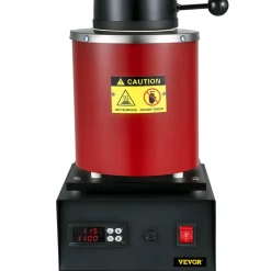 VEVOR Gold Melting Furnace, 1350W, 2102 ℉ Max Temperature, 3 kg Digital Electric Melting Furnace, with 1 kg and 3 kg Ceramic Crucible and Ingot Die for Processing of Gold, Silver, Aluminum, Copper