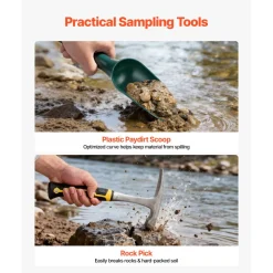 VEVOR Gold Panning Kit, 10 in and 14 in Pans, 19 PCS Portable Prospecting Equipment Kit with Classifier Sieves, Sand Magnet, Rock Pick, Scoops, Backpack, and Accessories, for Outdoor Gold Recovery