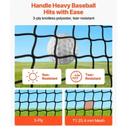 VEVOR Golf Batting Cage, 10 x 10 x 10 FT Golf Cage, Driving Hitting Cages with 3-Ply Knotless Polyester, Golfs Target & 9-Hole Baseball Target, Golfs Hitting Net for Indoor, Outdoor, Backyard