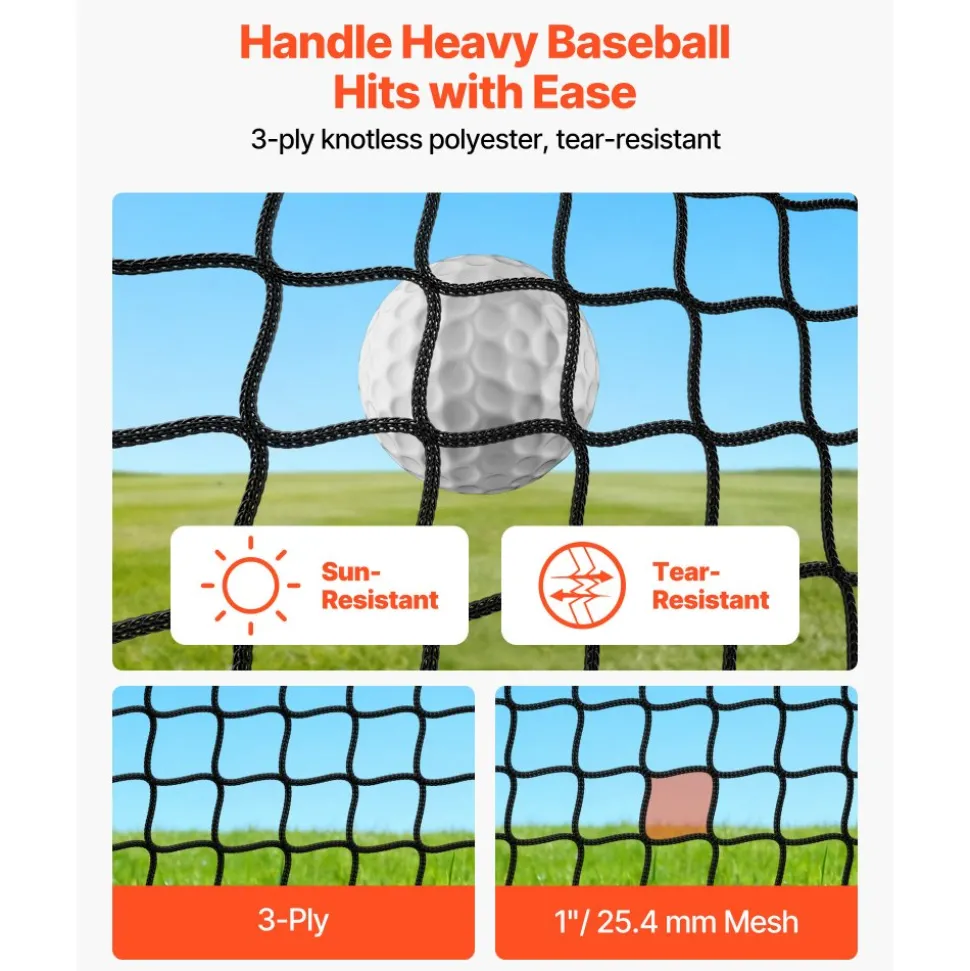 VEVOR Golf Batting Cage, 10 x 10 x 10 FT Golf Cage, Driving Hitting Cages with 3-Ply Knotless Polyester, Golfs Target & 9-Hole Baseball Target, Golfs Hitting Net for Indoor, Outdoor, Backyard