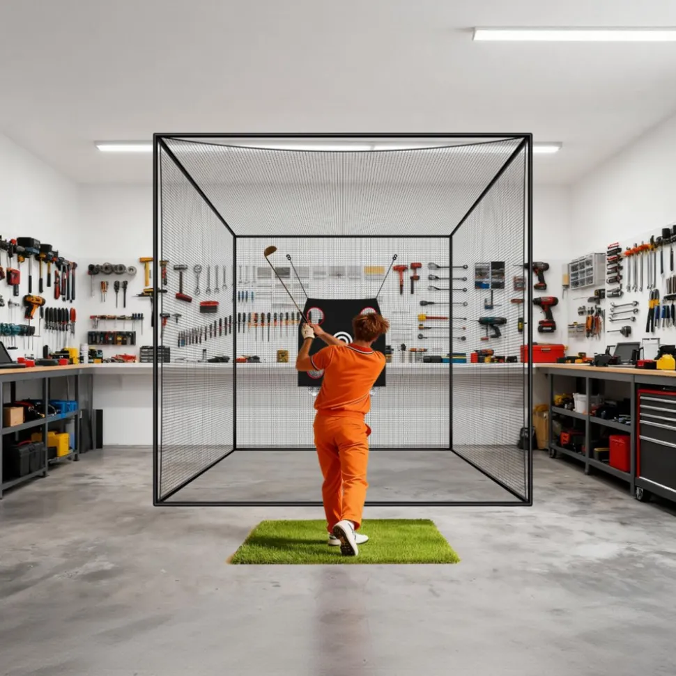 VEVOR Golf Batting Cage, 10 x 10 x 10 FT Golf Cage, Driving Hitting Cages with 3-Ply Knotless Polyester, Golfs Target & 9-Hole Baseball Target, Golfs Hitting Net for Indoor, Outdoor, Backyard