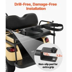 VEVOR Golf Cart Bag Holder, 53.9 x 7.7 x 2.4 Inch, Compatible with Most 2+2 Golf Cart Rear Seat with 1.2-Inch Square Tubes, Adjustable Rear Seat Carts Club Holder with Strap, No Drilling Required