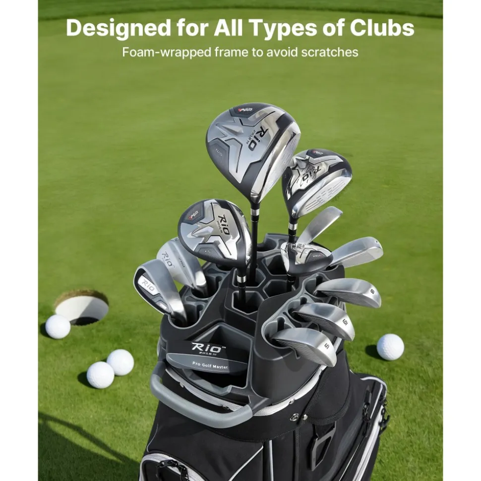 VEVOR Golf Cart Bag, 14 Way Top Divider Organizer, Golf Club Bag with Full-length Divider, Storage Pockets, Shoulder Strap, Rain Hood, Smooth Zippers, High-Strength 900D Polyester for Men & Women