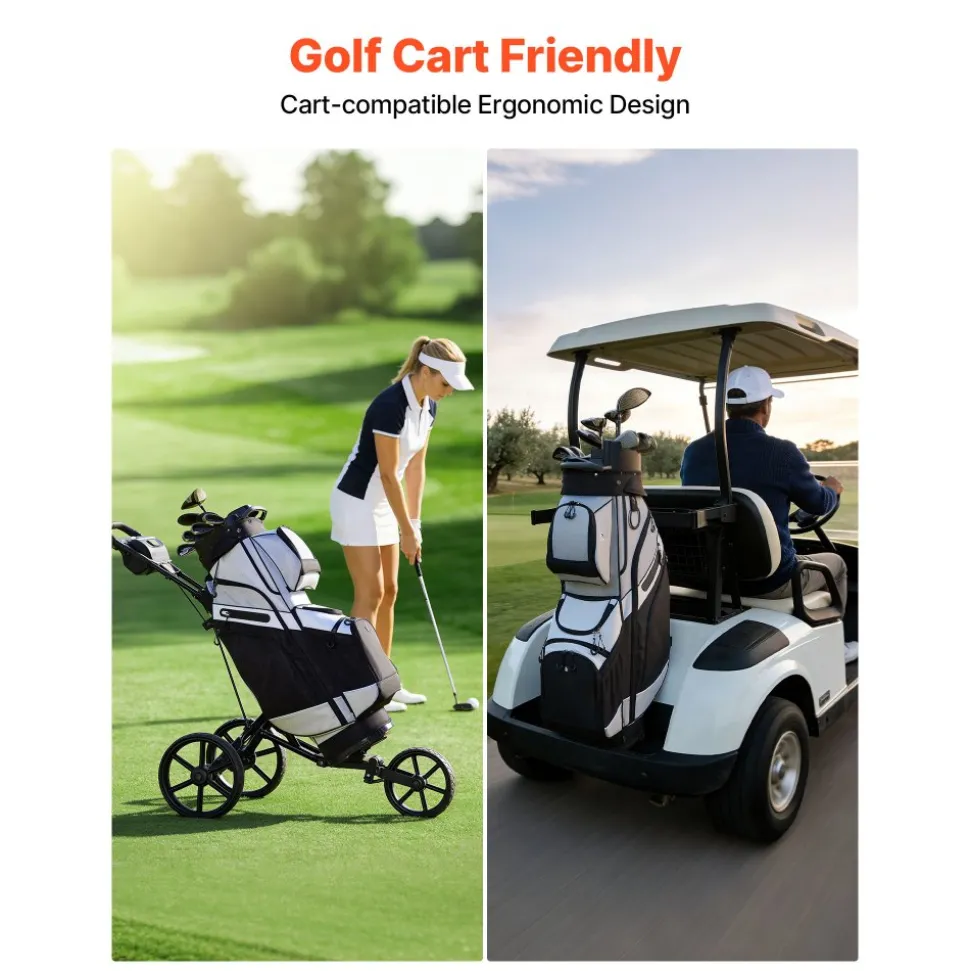 VEVOR Golf Cart Bag, 14 Way Top Divider Organizer, Golf Club Bag with Full-length Divider, Handles, Storage Pockets, Shoulder Strap, Rain Hood, Smooth Zippers, Lightweight Polyester for Men & Women