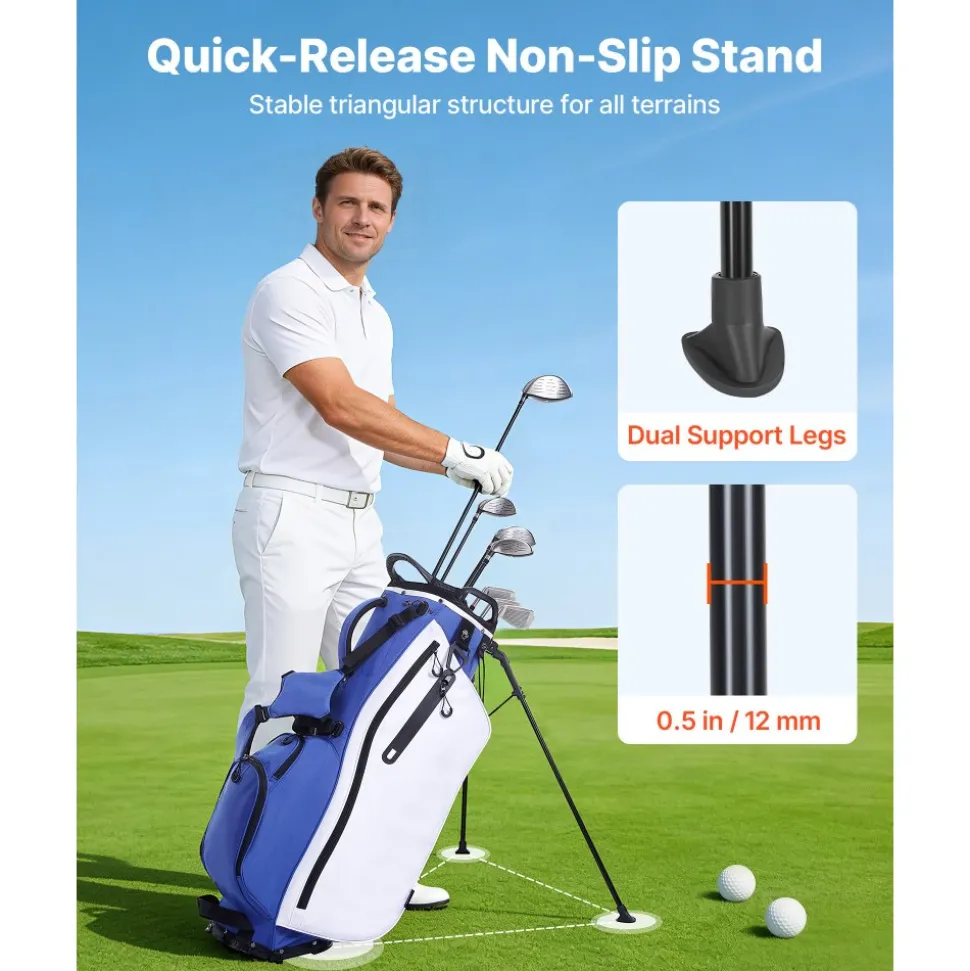 VEVOR Golf Cart Bag, 7 Way Top Divider Organizer, Club Stand Bag with Full-length Divider, Handles, Dual Support Legs, Storage Pockets, Dual Shoulder Straps, Rain Hood, Lightweight for Men and Women