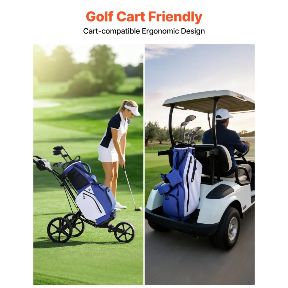VEVOR Golf Cart Bag, 7 Way Top Divider Organizer, Club Stand Bag with Full-length Divider, Handles, Dual Support Legs, Storage Pockets, Dual Shoulder Straps, Rain Hood, Lightweight for Men and Women