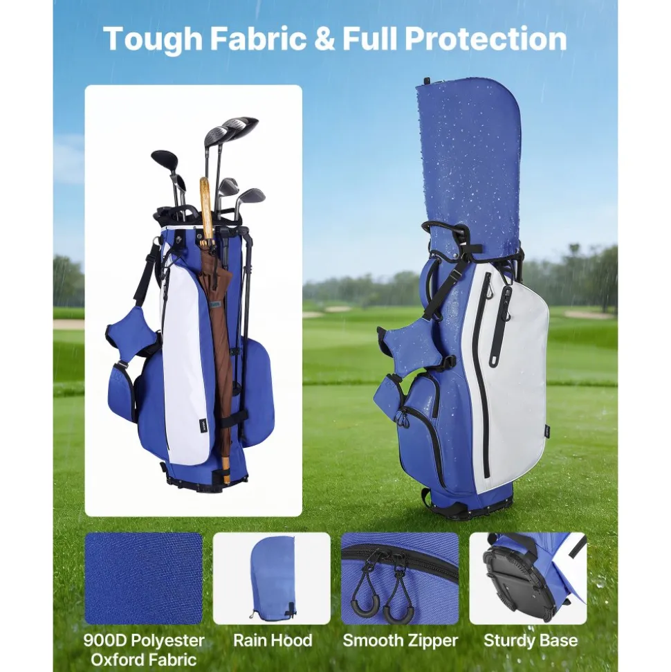 VEVOR Golf Cart Bag, 7 Way Top Divider Organizer, Club Stand Bag with Full-length Divider, Handles, Dual Support Legs, Storage Pockets, Dual Shoulder Straps, Rain Hood, Lightweight for Men and Women