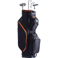VEVOR Golf Cart Bag with 14 Way Organizer Divider Top, 36” 13 Pockets Premium Cart Bag, Durable Golf Bags with Handles & Dust Cover & Detachable Straps for Men & Women, Black & Orange
