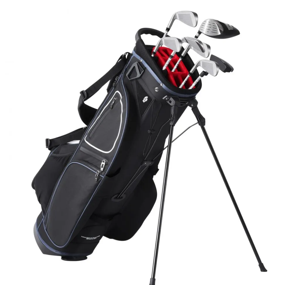 VEVOR Golf Cart Bag with 14 Way Organizer Divider Top, 35” 11 Pockets Premium Cart Bag with Stand, Durable Golf Bags with Handles & Dust Cover & Detachable Dual Strap for Men & Women, Black White