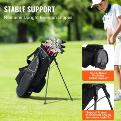 VEVOR Golf Cart Bag with 14 Way Organizer Divider Top, 35” 11 Pockets Premium Cart Bag with Stand, Durable Golf Bags with Handles & Dust Cover & Detachable Dual Strap for Men & Women, Black White