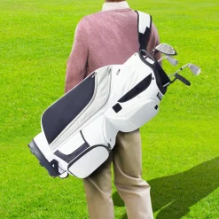 VEVOR Golf Cart Bag with 14 Way Organizer Divider Top, 36” 13 Pockets Premium Nylon Cart Bag, Durable Golf Bags with Handles & Dust Cover & Detachable Straps for Men & Women, White Color-Block