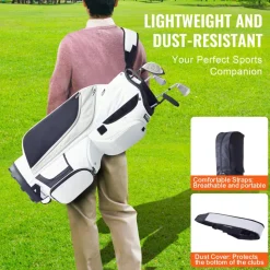 VEVOR Golf Cart Bag with 14 Way Organizer Divider Top, 36” 13 Pockets Premium Nylon Cart Bag, Durable Golf Bags with Handles & Dust Cover & Detachable Straps for Men & Women, White Color-Block