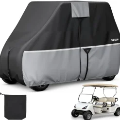 VEVOR Golf Cart Cover, Full Coverage 2+2/4 Passenger Golf Cart, 420D Waterproof Oxford Fabric Club Car Cover Fits Most Carts Club Car, Yamaha, EZGO, Honda, Silver-Coated Layer & Three Zipper Doors