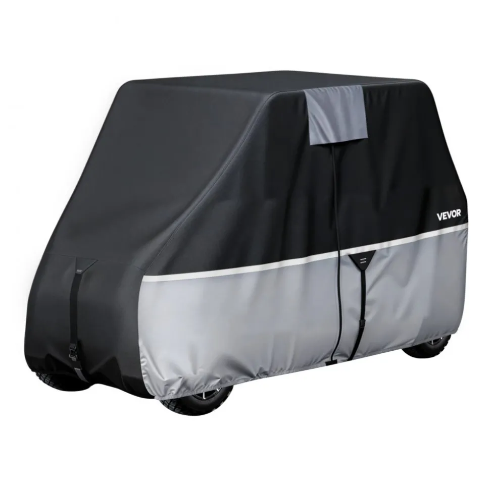 VEVOR Golf Cart Cover, Full Coverage 2+2/4 Passenger Golf Cart, 420D Waterproof Oxford Fabric Club Car Cover Fits Most Carts Club Car, Yamaha, EZGO, Honda, Silver-Coated Layer & Three Zipper Doors