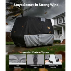 VEVOR Golf Cart Cover, Full Coverage 2+2/4 Passenger Golf Cart, 420D Waterproof Oxford Fabric Club Car Cover Fits Most Carts Club Car, Yamaha, EZGO, Honda, Silver-Coated Layer & Three Zipper Doors