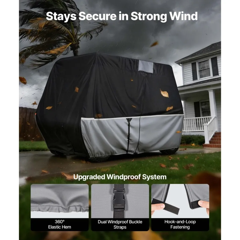 VEVOR Golf Cart Cover, Full Coverage 2+2/4 Passenger Golf Cart, 420D Waterproof Oxford Fabric Club Car Cover Fits Most Carts Club Car, Yamaha, EZGO, Honda, Silver-Coated Layer & Three Zipper Doors
