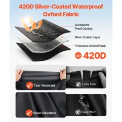VEVOR Golf Cart Cover, Full Coverage 2+2/4 Passenger Golf Cart, 420D Waterproof Oxford Fabric Club Car Cover Fits Most Carts Club Car, Yamaha, EZGO, Honda, Silver-Coated Layer & Three Zipper Doors
