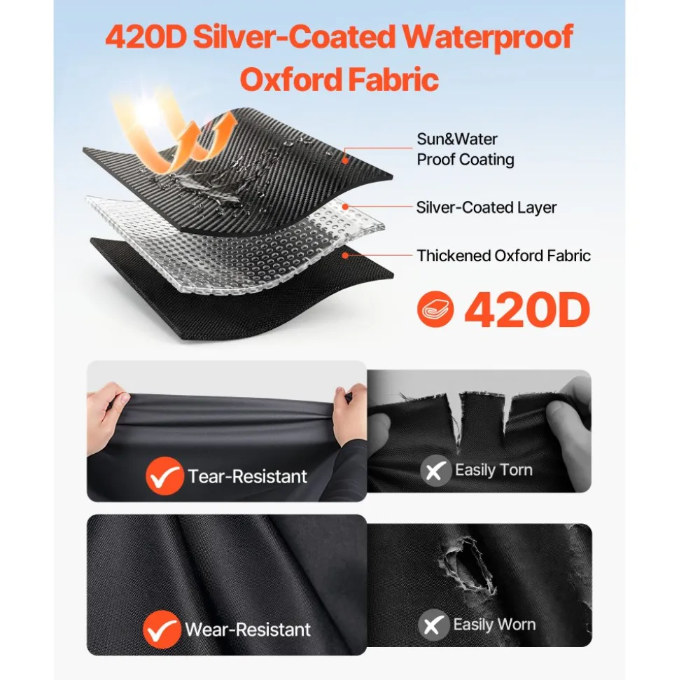 VEVOR Golf Cart Cover, Full Coverage 2+2/4 Passenger Golf Cart, 420D Waterproof Oxford Fabric Club Car Cover Fits Most Carts Club Car, Yamaha, EZGO, Honda, Silver-Coated Layer & Three Zipper Doors