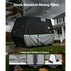 VEVOR Golf Cart Cover, Full Coverage 2+2/4 Passenger Golf Cart, 600D Waterproof Oxford Fabric Club Car Cover Fits Most Carts Club Car, Yamaha, EZGO, Honda, PU Coating & Three Zipper Doors