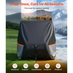 VEVOR Golf Cart Cover, Full Coverage 2+2/4 Passenger Golf Cart, 420D Waterproof Oxford Fabric Club Car Cover Fits Most Carts Club Car, Yamaha, EZGO, Honda, Silver-Coated Layer & Three Zipper Doors
