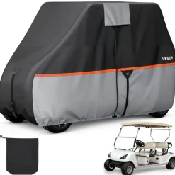 VEVOR Golf Cart Cover, Full Coverage 2+2/4 Passenger Golf Cart, 420D Waterproof Oxford Fabric Club Car Cover Fits Most Carts Club Car, Yamaha, EZGO, Honda, Silver-Coated Layer & Three Zipper Doors