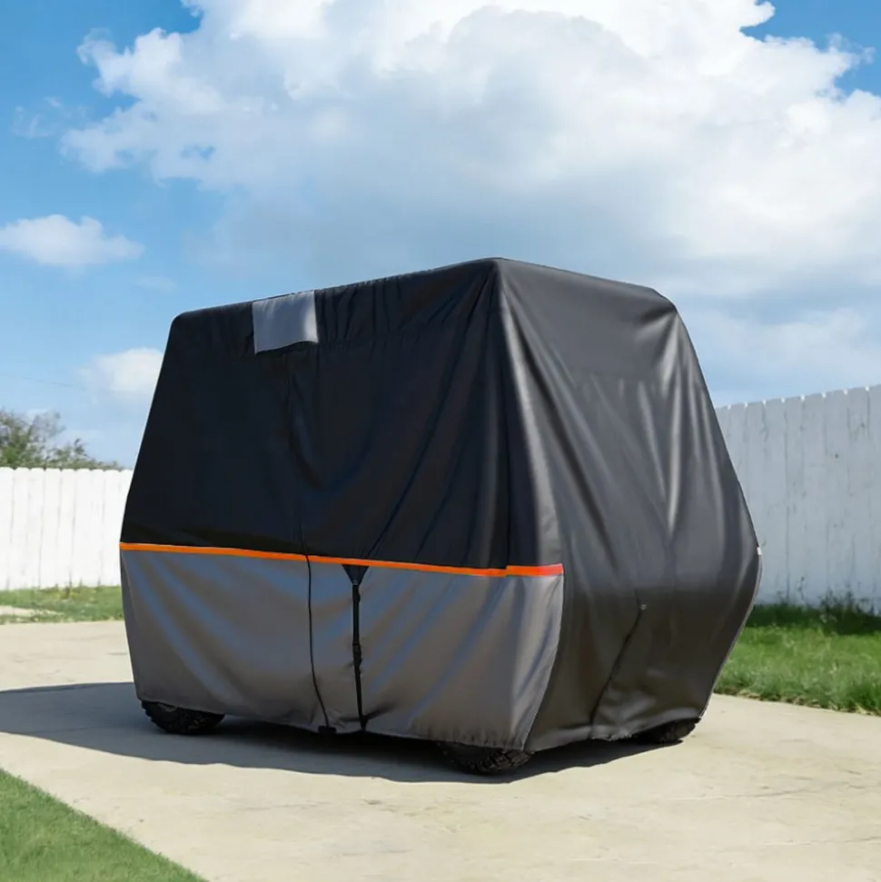 VEVOR Golf Cart Cover, Full Coverage 2+2/4 Passenger Golf Cart, 420D Waterproof Oxford Fabric Club Car Cover Fits Most Carts Club Car, Yamaha, EZGO, Honda, Silver-Coated Layer & Three Zipper Doors