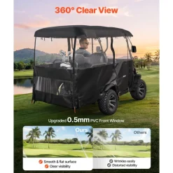 VEVOR Golf Cart Cover, Visible Full-Enclosure 2+2/4 Passenger Golf Cart, 420D Waterproof Oxford Fabric Club Car Cover Fits Most Carts Club Car, Yamaha, EZGO, Honda, PVC Coating & Windproof Hook Design