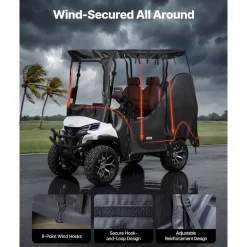 VEVOR Golf Cart Cover, Visible Full-Enclosure 2&2+2 Passenger Golf Cart, 600D Waterproof Oxford Fabric Club Car Cover Fits Most Carts Club Car, Yamaha, EZGO, Honda, PVC Coating & Windproof Hook Design