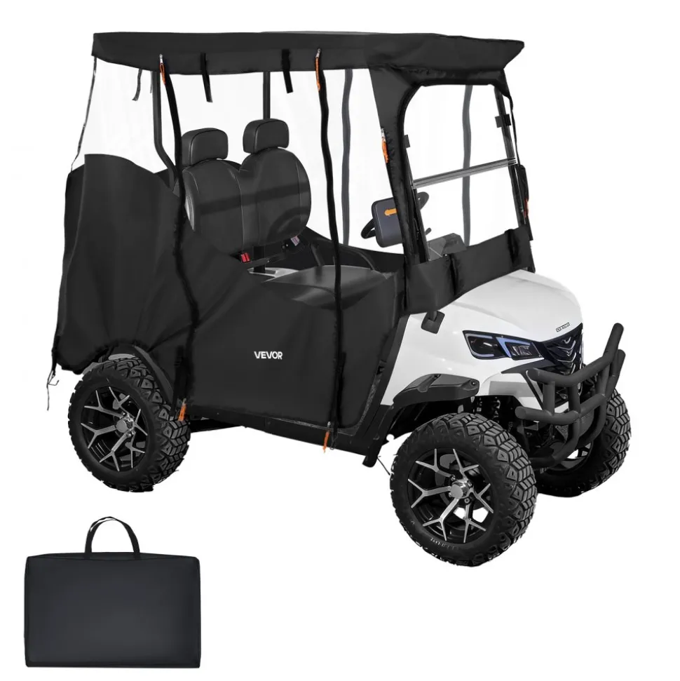 VEVOR Golf Cart Cover, Visible Full-Enclosure 2&2+2 Passenger Golf Cart, 600D Waterproof Oxford Fabric Club Car Cover Fits Most Carts Club Car, Yamaha, EZGO, Honda, PVC Coating & Windproof Hook Design