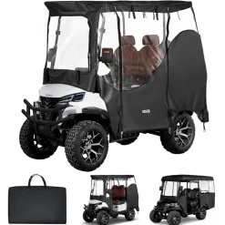 VEVOR Golf Cart Cover, Visible Full-Enclosure 2&2+2 Passenger Golf Cart, 600D Waterproof Oxford Fabric Club Car Cover Fits Most Carts Club Car, Yamaha, EZGO, Honda, PVC Coating & Windproof Hook Design