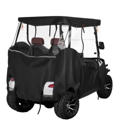 VEVOR Golf Cart Cover, Visible Full-Enclosure 2+2/4 Passenger Golf Cart, 600D Waterproof Oxford Fabric Club Car Cover Fits Most Carts Club Car, Yamaha, EZGO, Honda, PVC Coating & Windproof Hook Design