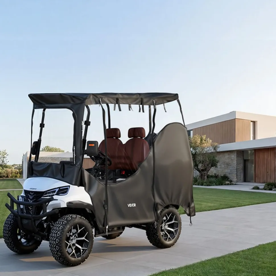 VEVOR Golf Cart Cover, Visible Full-Enclosure 2+2/4 Passenger Golf Cart, 600D Waterproof Oxford Fabric Club Car Cover Fits Most Carts Club Car, Yamaha, EZGO, Honda, PVC Coating & Windproof Hook Design