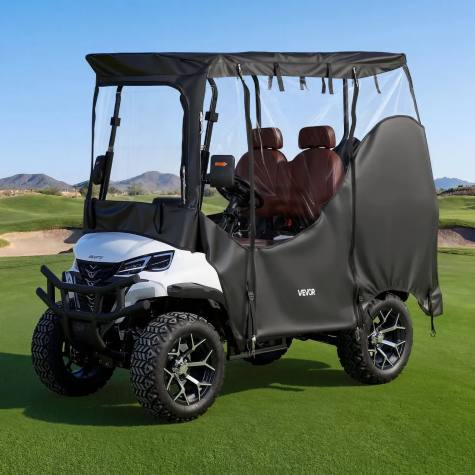 VEVOR Golf Cart Cover, Visible Full-Enclosure 2+2/4 Passenger Golf Cart, 600D Waterproof Oxford Fabric Club Car Cover Fits Most Carts Club Car, Yamaha, EZGO, Honda, PVC Coating & Windproof Hook Design