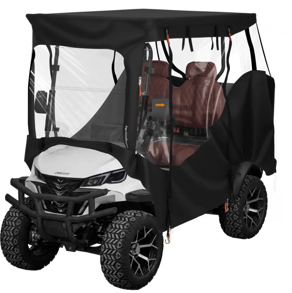 VEVOR Golf Cart Cover, Visible Full-Enclosure 2+2/4 Passenger Golf Cart, 600D Waterproof Oxford Fabric Club Car Cover Fits Most Carts Club Car, Yamaha, EZGO, Honda, PVC Coating & Windproof Hook Design