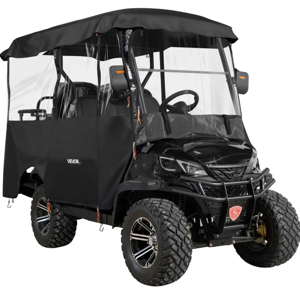 VEVOR Golf Cart Cover, Visible Full-Enclosure 2+2/4 Passenger Golf Cart, 420D Waterproof Oxford Fabric Club Car Cover Fits Most Carts Club Car, Yamaha, EZGO, Honda, PVC Coating & Windproof Hook Design