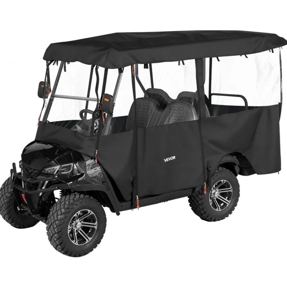 VEVOR Golf Cart Cover, Visible Full-Enclosure 2+2/4 Passenger Golf Cart, 420D Waterproof Oxford Fabric Club Car Cover Fits Most Carts Club Car, Yamaha, EZGO, Honda, PVC Coating & Windproof Hook Design