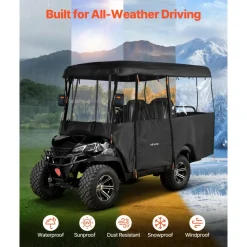 VEVOR Golf Cart Cover, Visible Full-Enclosure 2+2/4 Passenger Golf Cart, 420D Waterproof Oxford Fabric Club Car Cover Fits Most Carts Club Car, Yamaha, EZGO, Honda, PVC Coating & Windproof Hook Design