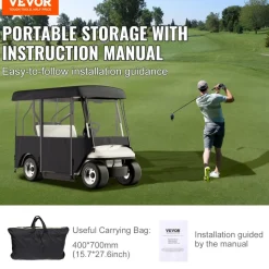 VEVOR Golf Cart Enclosure, Polyester Driving Enclosure, Club Car Covers Universal Fits for 2+2 Passenger Golf Carts, Sunproof and Dustproof Outdoor Cart Cover
