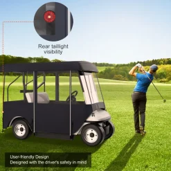 VEVOR Golf Cart Enclosure, Polyester Driving Enclosure, Club Car Covers Universal Fits for 2+2 Passenger Golf Carts, Sunproof and Dustproof Outdoor Cart Cover