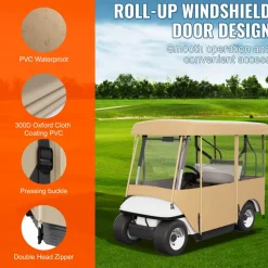 VEVOR Golf Cart Enclosure, with 4-Sided Fairway Deluxe, 300D Waterproof Driving Enclosure with Transparent Windows, Fit for 2+2 Seats Golf Carts (Roof Up to 78.7''L)