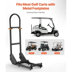 VEVOR Golf Cart Grab Bar, 17.7 x 9.3 x 35.6 Inch, Compatible with Most Golf Carts with Metal Footplates, No Modification Needed, 27.5 to 33.5 Inch Height Adjustable Carbon Steel Rear Seat Grab Bar