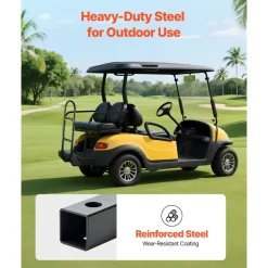 VEVOR Golf Cart Grab Bar, 17.7 x 9.3 x 35.6 Inch, Compatible with Most Golf Carts with Metal Footplates, No Modification Needed, 27.5 to 33.5 Inch Height Adjustable Carbon Steel Rear Seat Grab Bar