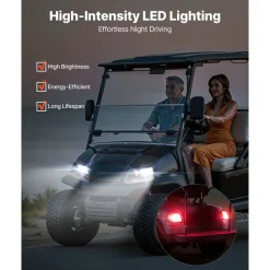VEVOR Golf Cart Light Kit, 12 Volt, Street Legal LED Headlight and Tail Light Kit with Wiring Harness, Turn Signals, Hazard Light, Switch Horn, Brake Pad, Zip Ties, ABS Housing, for EZGO TXT 1996-2013